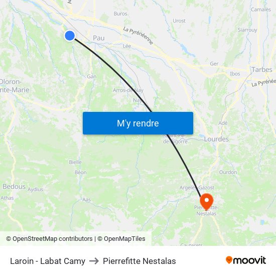 Laroin - Labat Camy to Pierrefitte Nestalas map