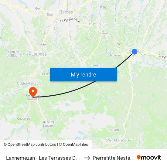 Lannemezan - Les Terrasses D'Aure to Pierrefitte Nestalas map