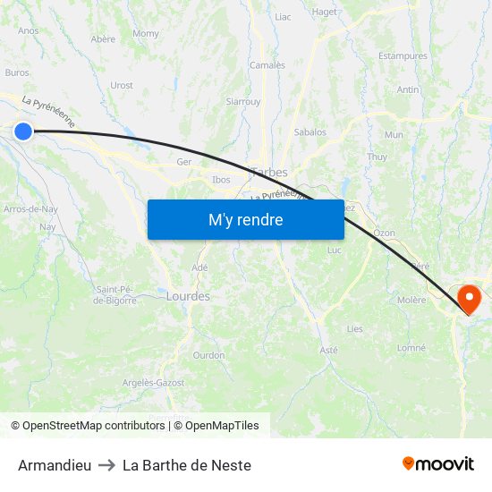 Armandieu to La Barthe de Neste map