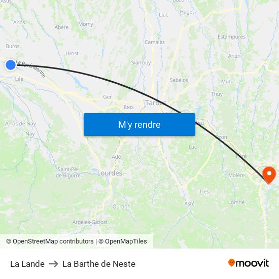 La Lande to La Barthe de Neste map