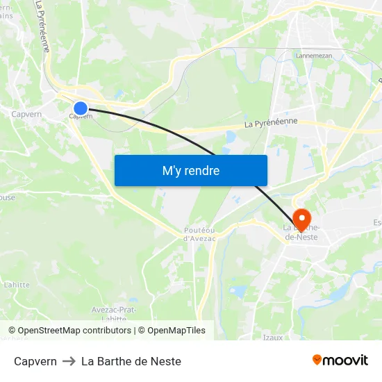 Capvern to La Barthe de Neste map