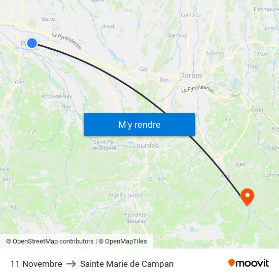 11 Novembre to Sainte Marie de Campan map