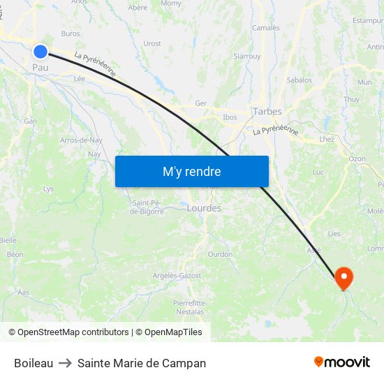 Boileau to Sainte Marie de Campan map