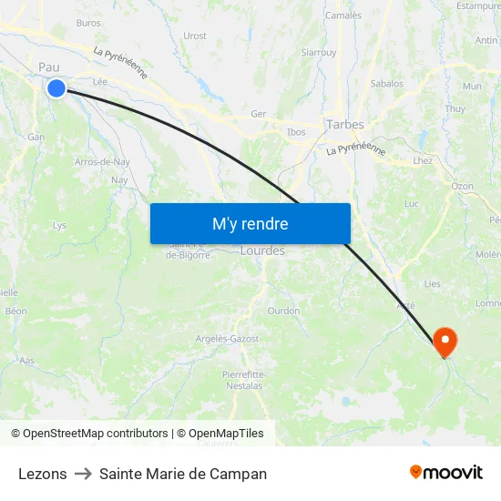 Lezons to Sainte Marie de Campan map