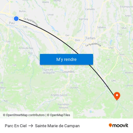 Parc En Ciel to Sainte Marie de Campan map