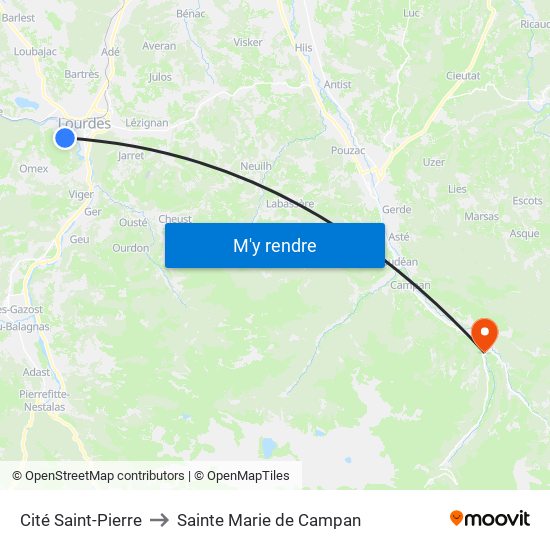 Cité Saint-Pierre to Sainte Marie de Campan map