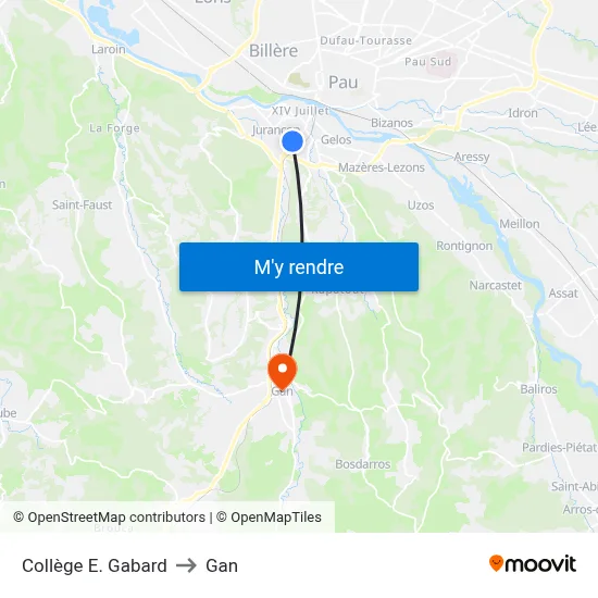 Collège E. Gabard to Gan map