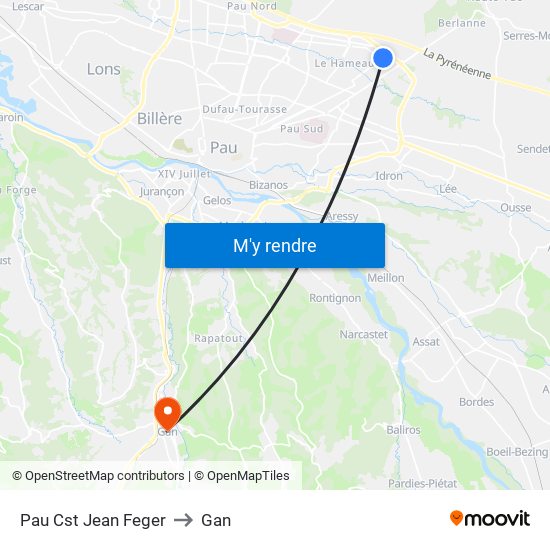 Pau Cst Jean Feger to Gan map