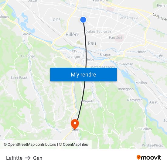 Laffitte to Gan map