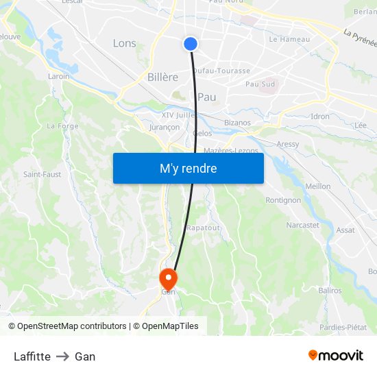 Laffitte to Gan map