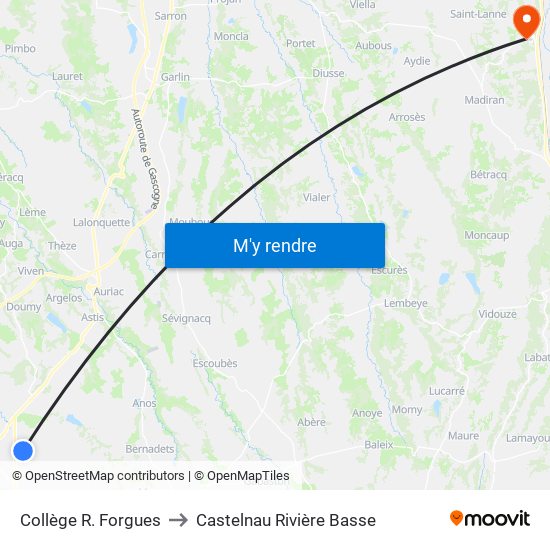 Collège R. Forgues to Castelnau Rivière Basse map