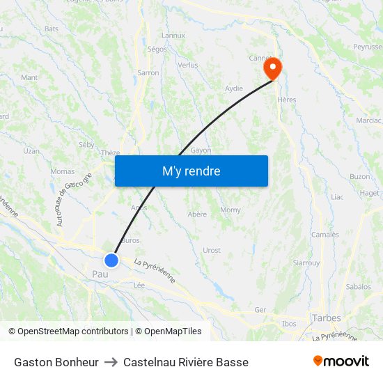 Gaston Bonheur to Castelnau Rivière Basse map