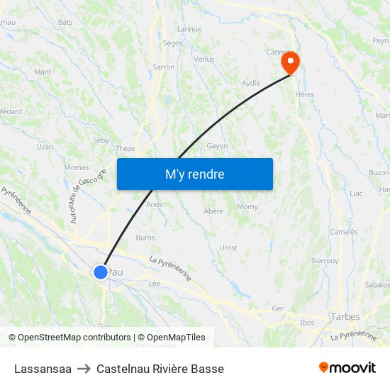 Lassansaa to Castelnau Rivière Basse map
