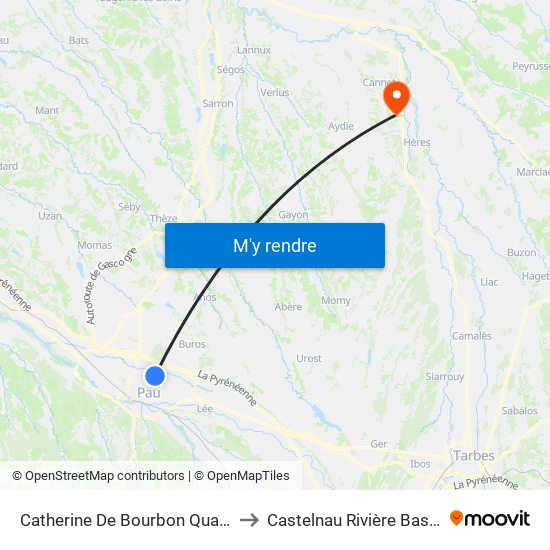 Catherine De Bourbon Quai D to Castelnau Rivière Basse map