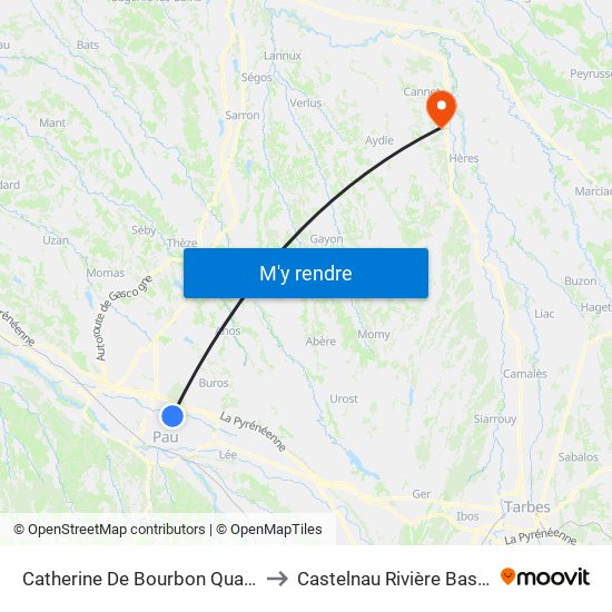 Catherine De Bourbon Quai G to Castelnau Rivière Basse map