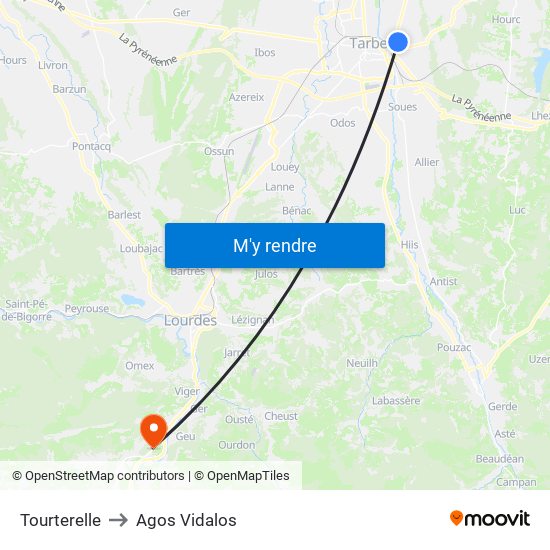 Tourterelle to Agos Vidalos map