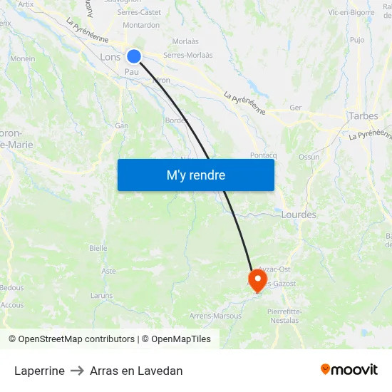 Laperrine to Arras en Lavedan map