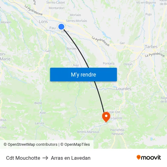 Cdt Mouchotte to Arras en Lavedan map