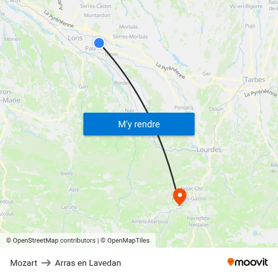 Mozart to Arras en Lavedan map