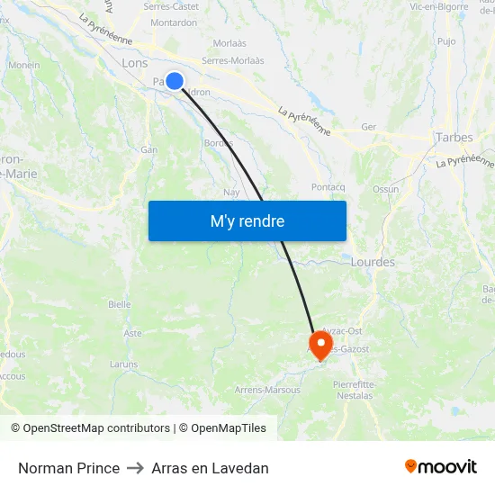 Norman Prince to Arras en Lavedan map