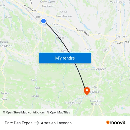 Parc Des Expos to Arras en Lavedan map