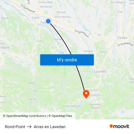 Rond-Point to Arras en Lavedan map