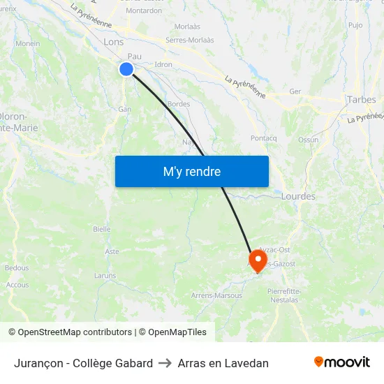 Jurançon - Collège Gabard to Arras en Lavedan map