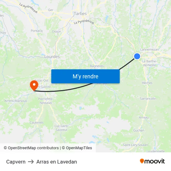 Capvern to Arras en Lavedan map
