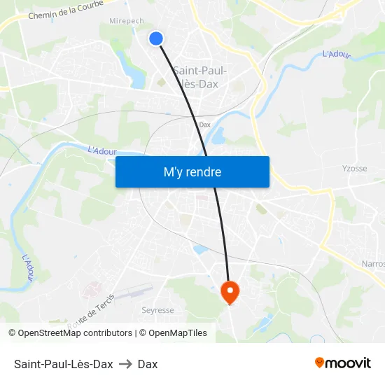 Saint-Paul-Lès-Dax to Dax map