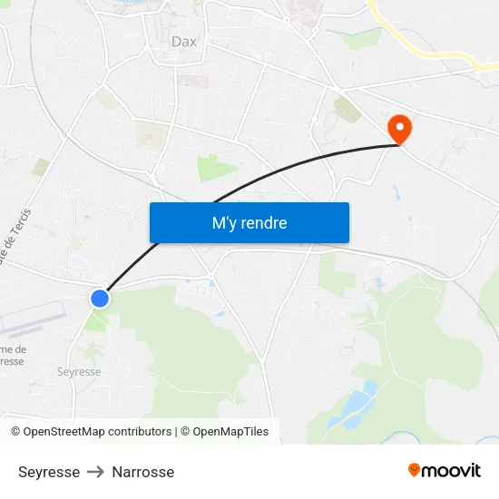 Seyresse to Narrosse map