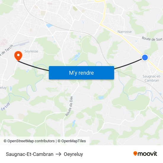 Saugnac-Et-Cambran to Oeyreluy map