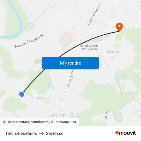 Tercis-Les-Bains to Seyresse map