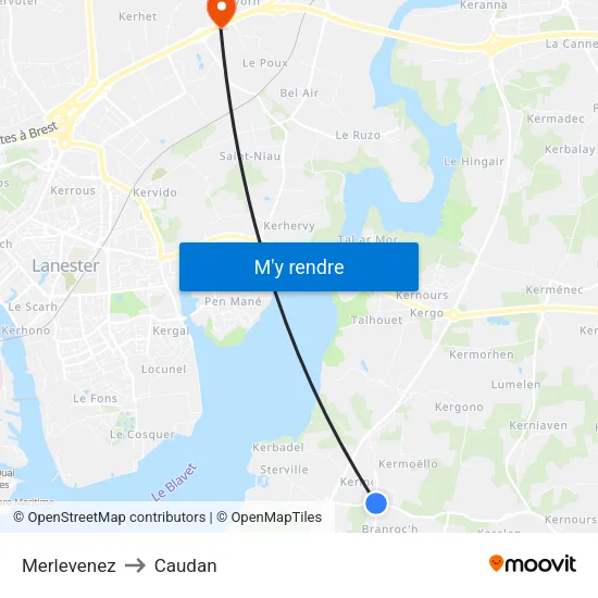 Merlevenez to Caudan map