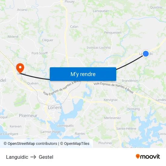 Languidic to Gestel map