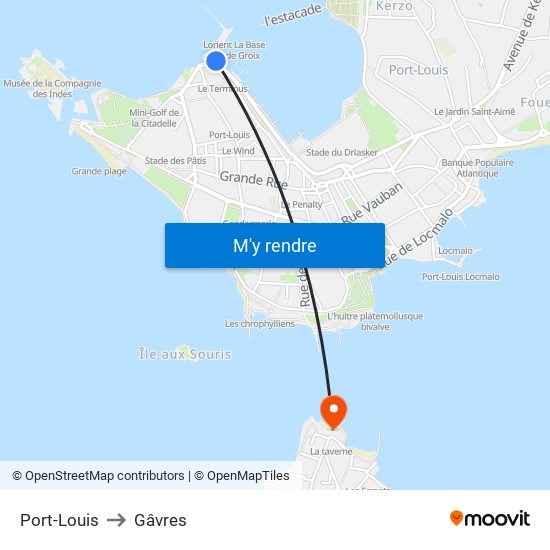 Port-Louis to Gâvres map