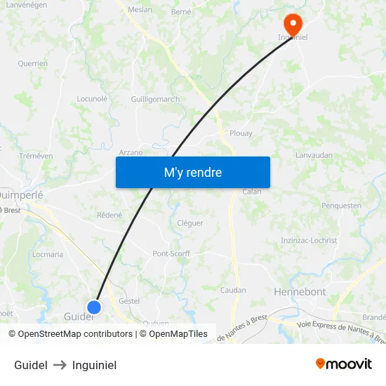 Guidel to Inguiniel map