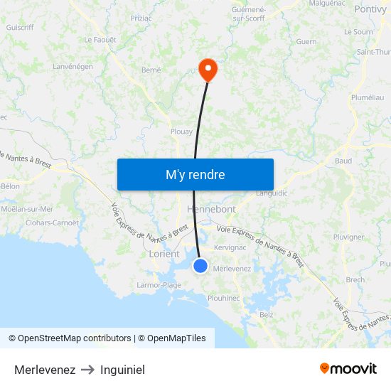 Merlevenez to Inguiniel map