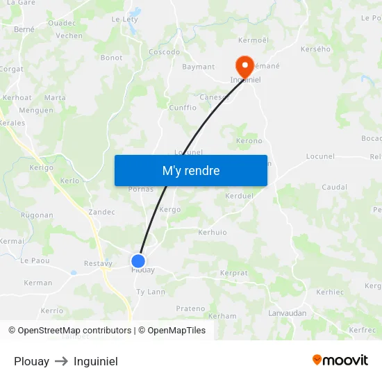 Plouay to Inguiniel map