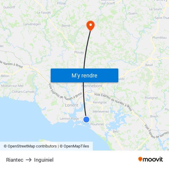 Riantec to Inguiniel map
