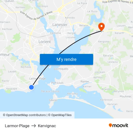 Larmor-Plage to Kervignac map