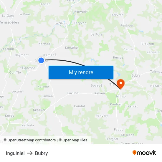 Inguiniel to Bubry map