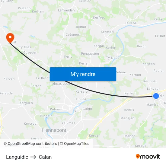 Languidic to Calan map