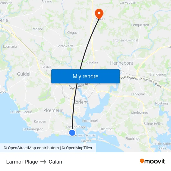 Larmor-Plage to Calan map