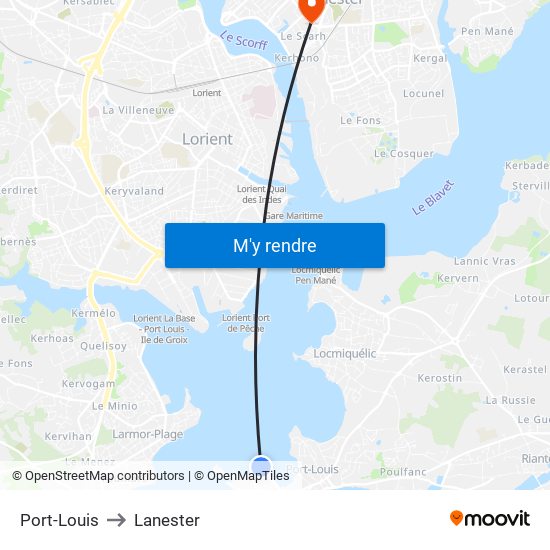 Port-Louis to Lanester map