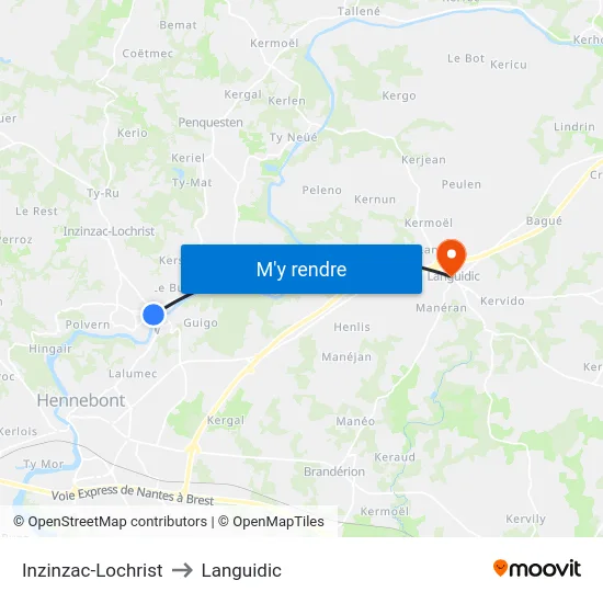 Inzinzac-Lochrist to Languidic map