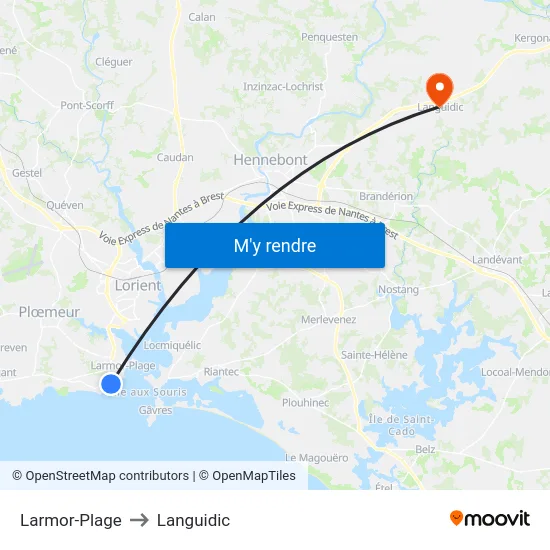 Larmor-Plage to Languidic map