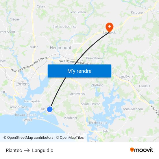 Riantec to Languidic map