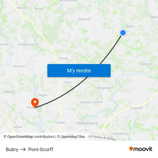 Bubry to Pont-Scorff map
