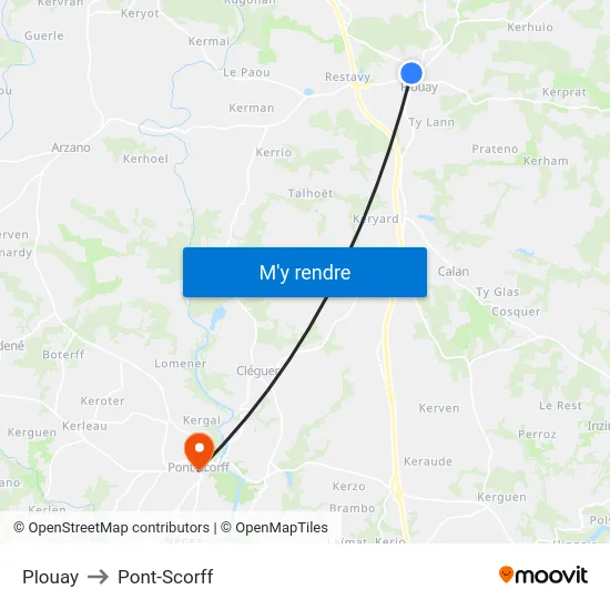 Plouay to Pont-Scorff map