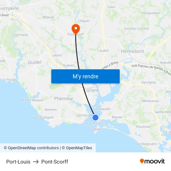 Port-Louis to Pont-Scorff map